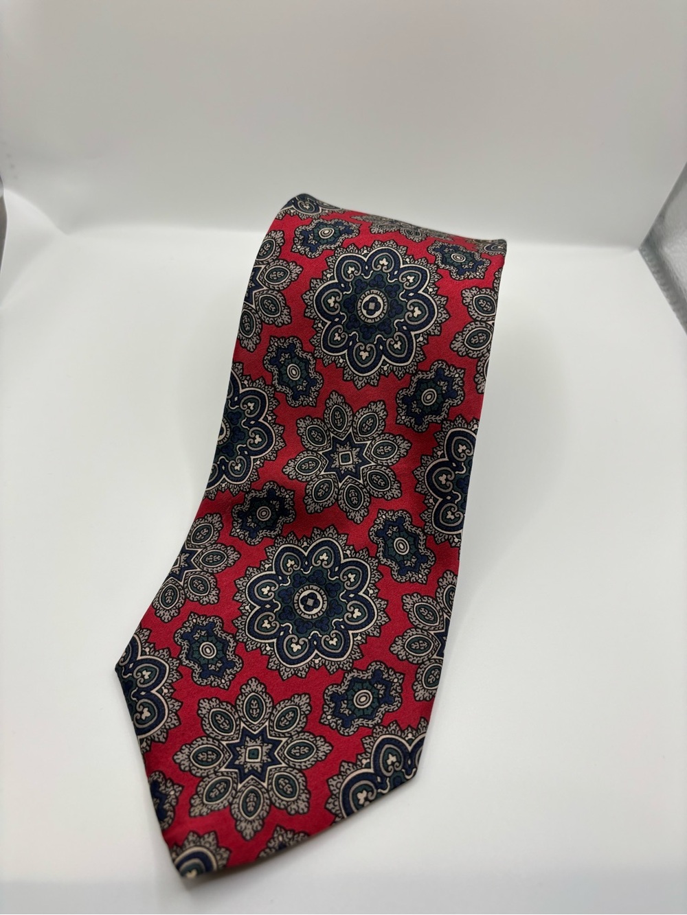 Christian Dior Monsieur 100% Silk Ties Red Blue White Paisley geometric  Pointed